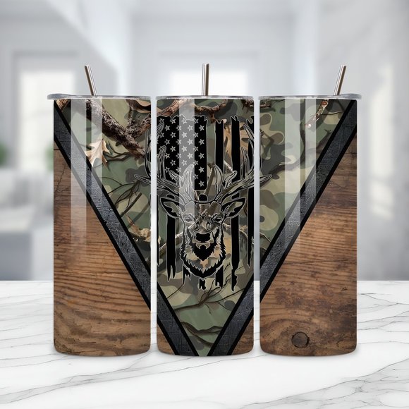 20oz Camo Deer Tumbler - Picture 1 of 3